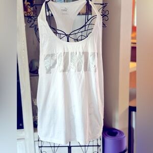 White and silver Puma tank top, size large